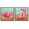 Stupell Industries Pink Theme Cowgirl Fashion 2pc Framed Giclee Wall Art Set Design by Grace Popp